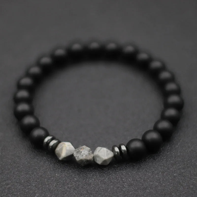 Pulseira Masculina Fashion com Pedras Naturais – Ônix, Olho de Tigre e Sodalita