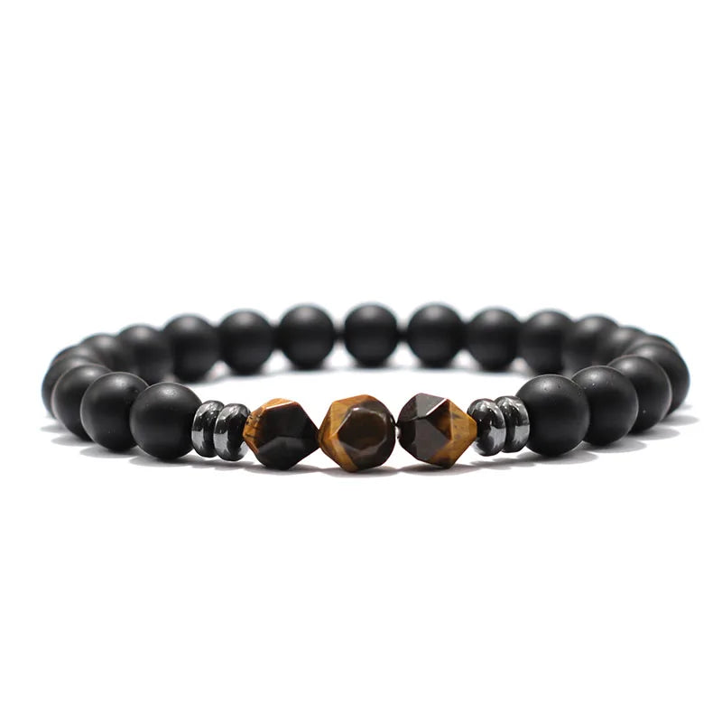 Pulseira Masculina Fashion com Pedras Naturais – Ônix, Olho de Tigre e Sodalita