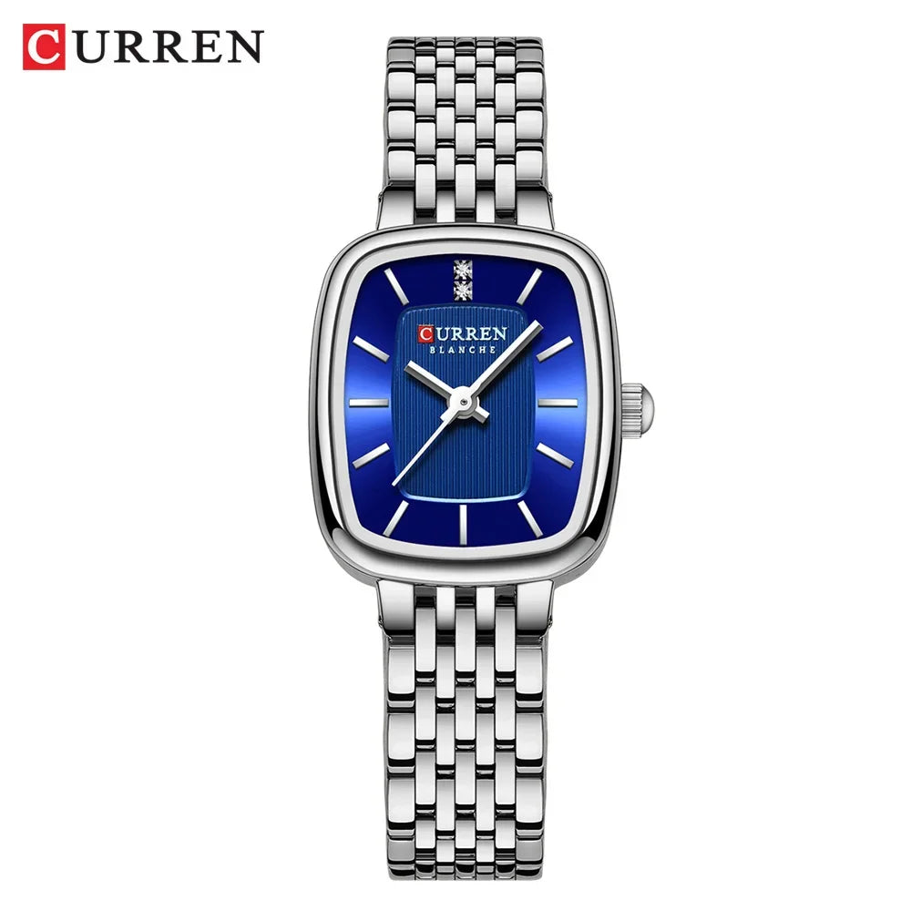 Relógio Feminino CURREN Quartz – Fashion em Aço Inoxidável com Design Retangular e Resistente à Água