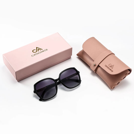 Óculos de Sol Feminino CATMONROE – Luxo com Lentes Polarizadas UV400, Armação Borboleta e Caixa de Presente Rosa