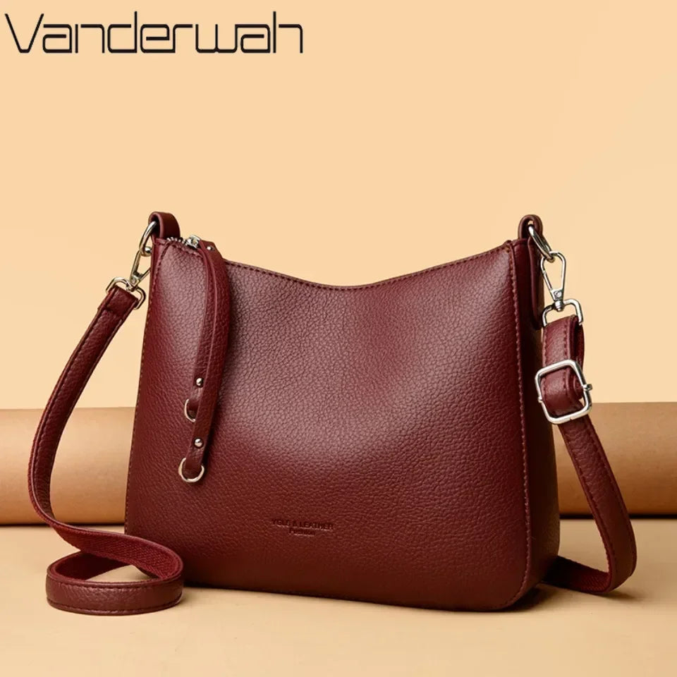 Bolsa Feminina de Ombro em Couro Macio – Designer de Luxo, Elegante e Versátil