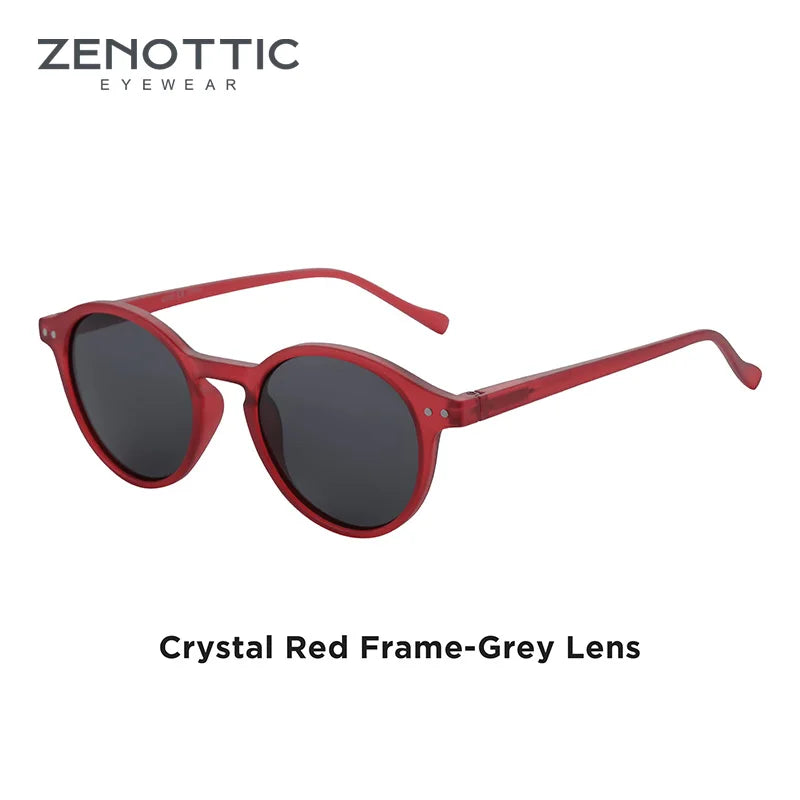 Óculos de Sol Redondo ZENOTTIC 2024 – Retrô Polarizado com Proteção UV400 e Estilo Vintage