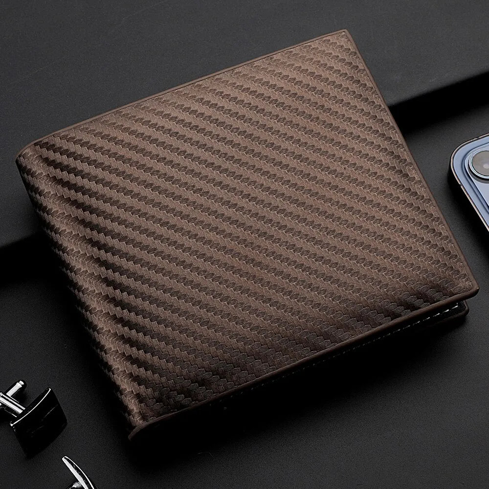 Carteira Masculina de Fibra de Carbono – Compacta, Elegante e com Zíper Integrado