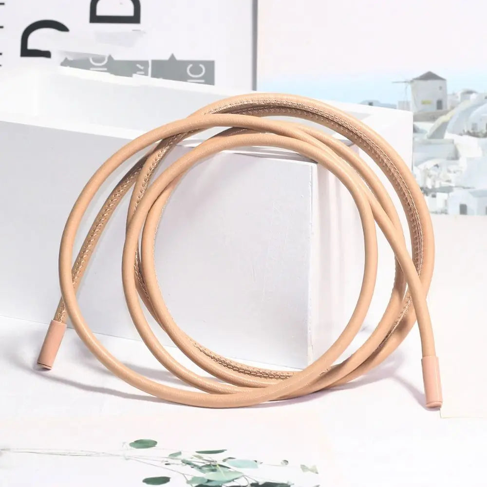 Cinto Fino em Couro PU – Estilo Laço Sem Furos para Vestidos, Jeans e Calças
