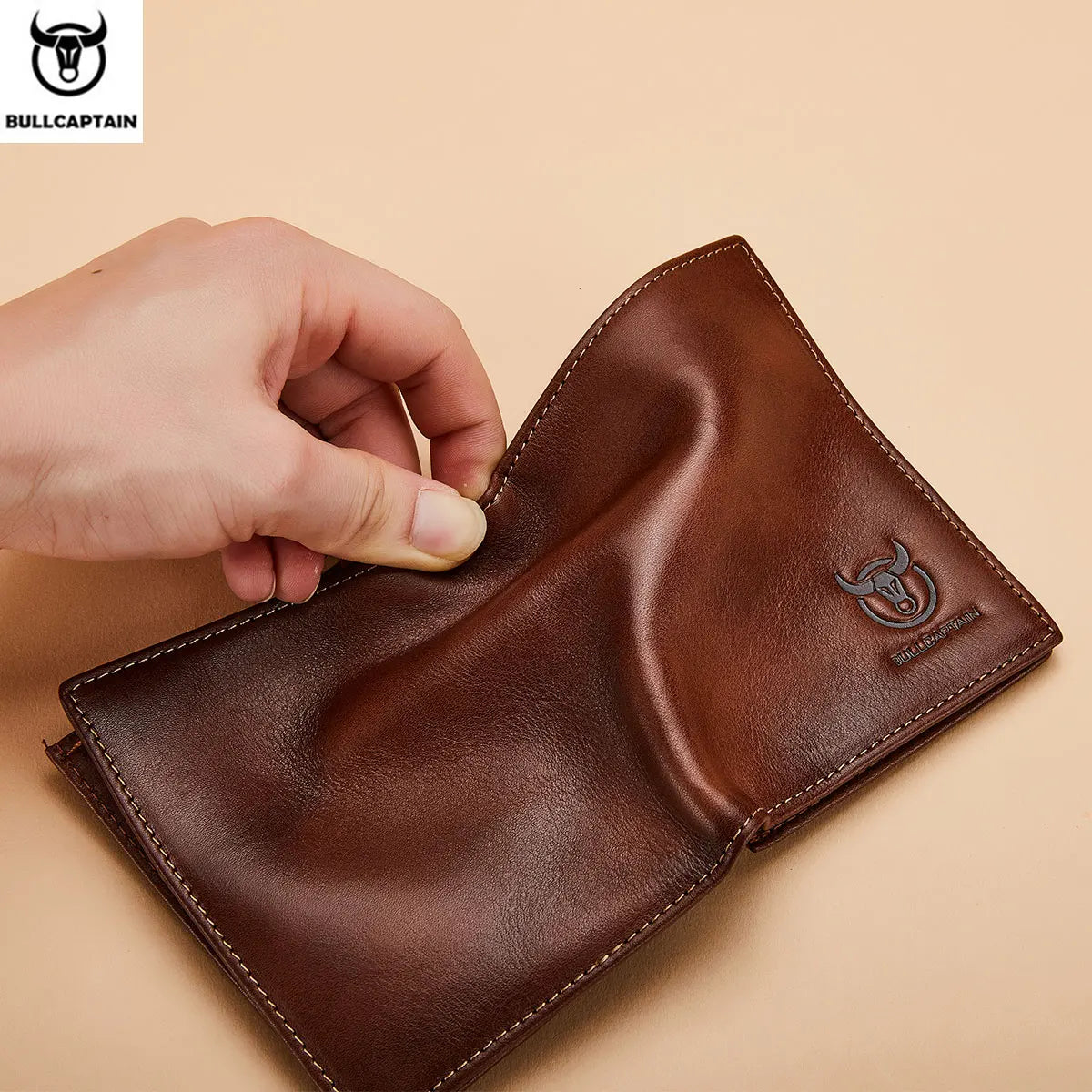Carteira Masculina BULLCAPTAIN em Couro Legítimo – Compacta, Multifuncional e de Alta Qualidade