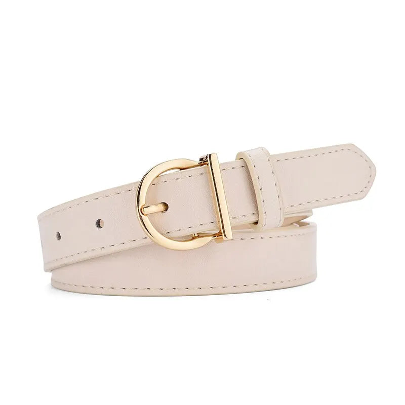 Cinto Feminino Fino com Fivela de Pino – Couro PU Macio, Luxo Elegante para Jeans e Calças Cargo