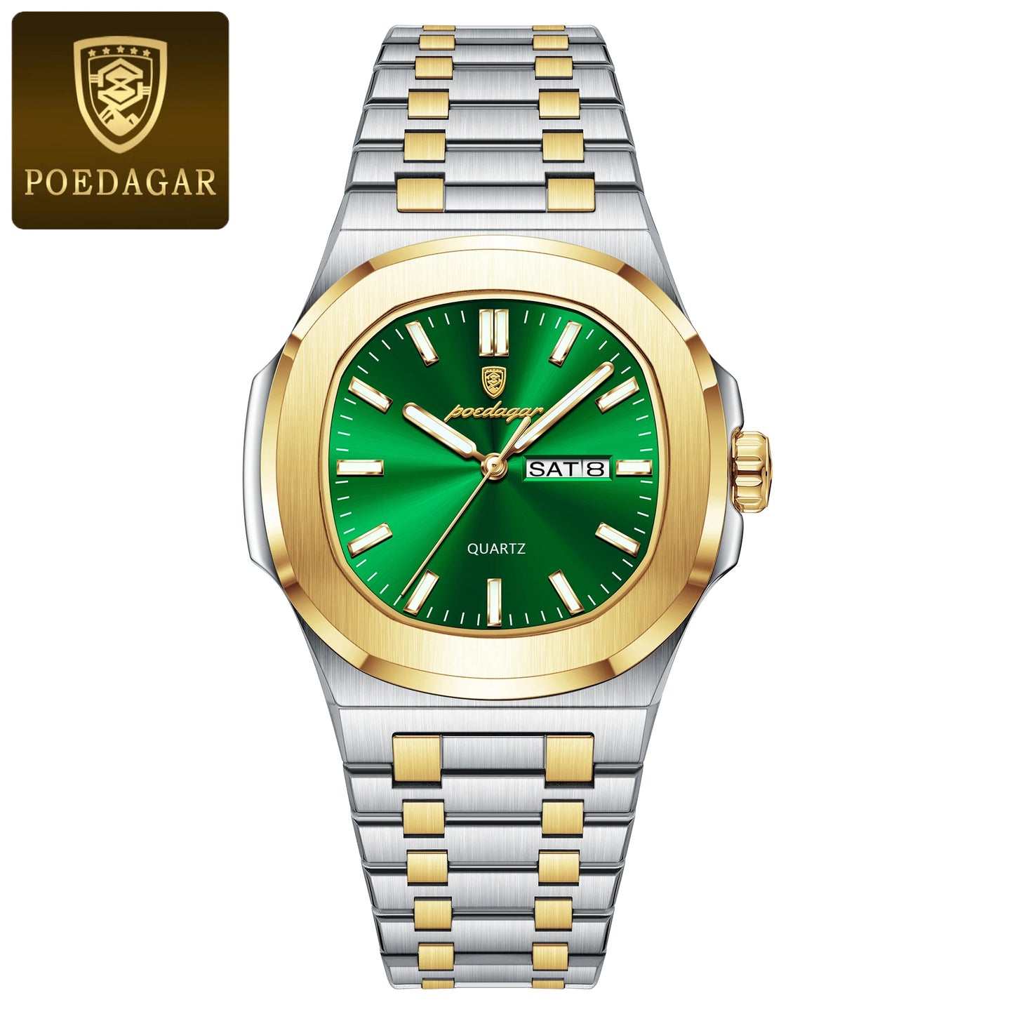 Relógio Masculino POEDAGAR Casual Luxo – Quartzo com Caixa Quadrada em Aço Inoxidável à Prova d’Água