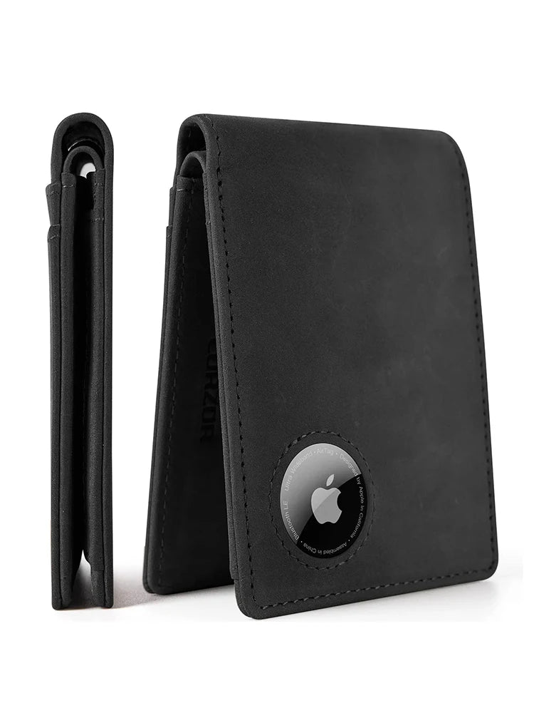 Carteira Masculina YATBEST em Couro Legítimo – Ultra Fina com RFID Anti-Roubo e Slot para AirTag
