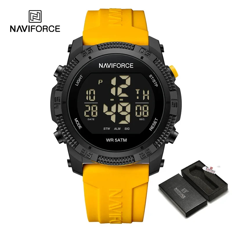 Relógio Masculino Digital NAVIFORCE NF7104 – Esportivo com Display LCD e Resistente à Água 5 ATM