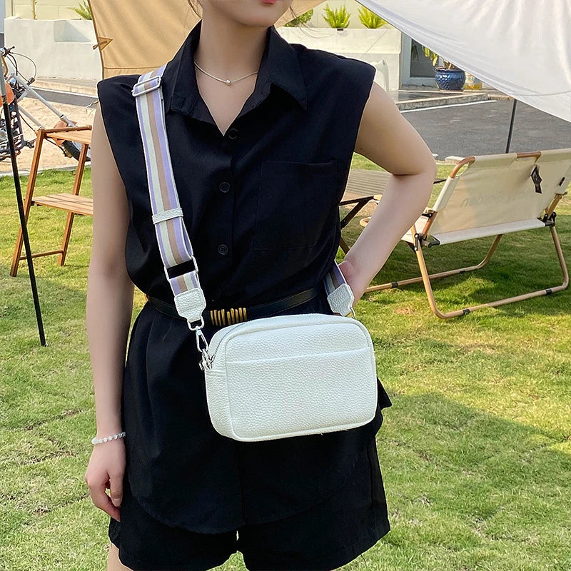 Bolsa Transversal Feminina Multi-Camadas em Couro PU – Fashion, Alça Larga e Confortável