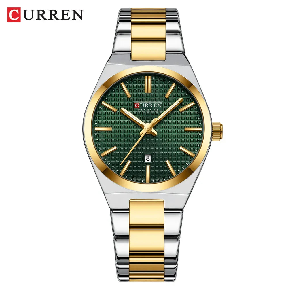 Relógio Feminino CURREN Quartz – Elegante com Pulseira de Aço Inoxidável e Mostrador “Love”