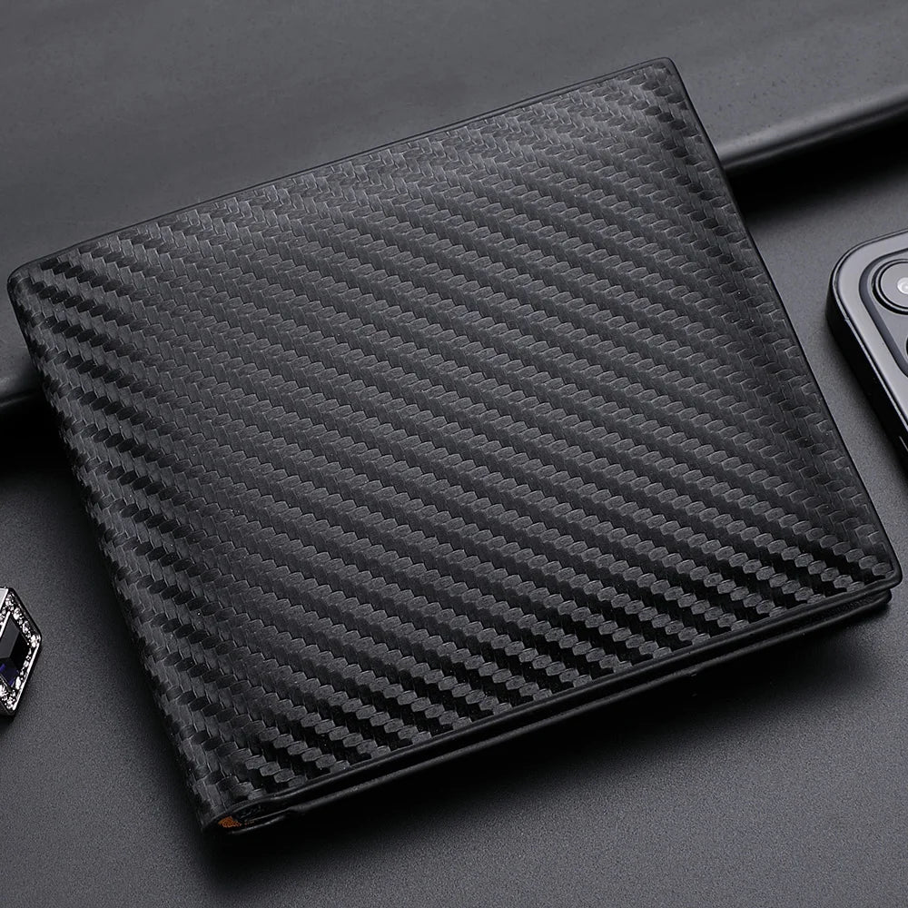 Carteira Masculina de Fibra de Carbono – Compacta, Elegante e com Zíper Integrado