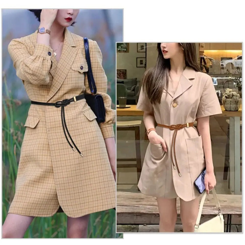 Cinto Fino em Couro PU – Estilo Laço Sem Furos para Vestidos, Jeans e Calças