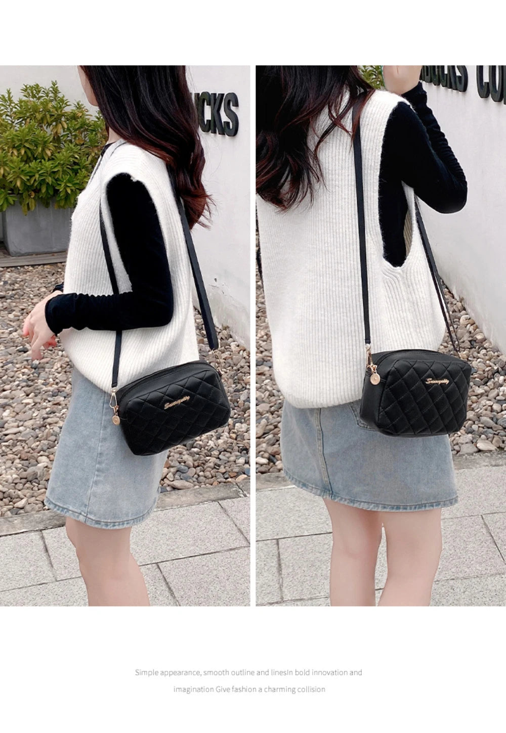 Bolsa Pequena Messenger 2024 com Tassel – Transversal Fashion e Bordado Lingge