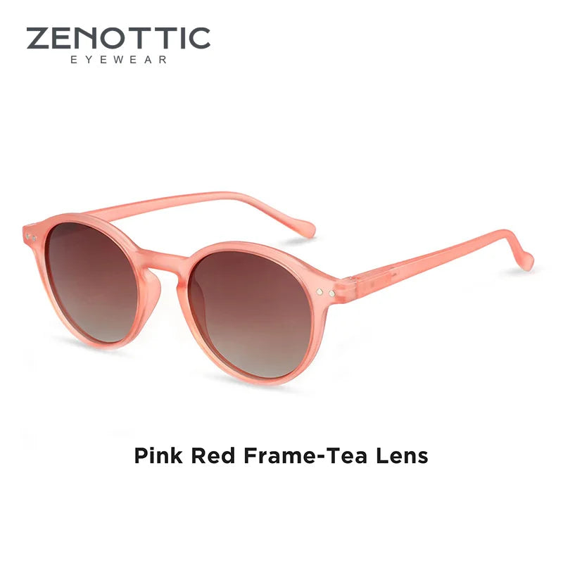 Óculos de Sol Redondo ZENOTTIC 2024 – Retrô Polarizado com Proteção UV400 e Estilo Vintage
