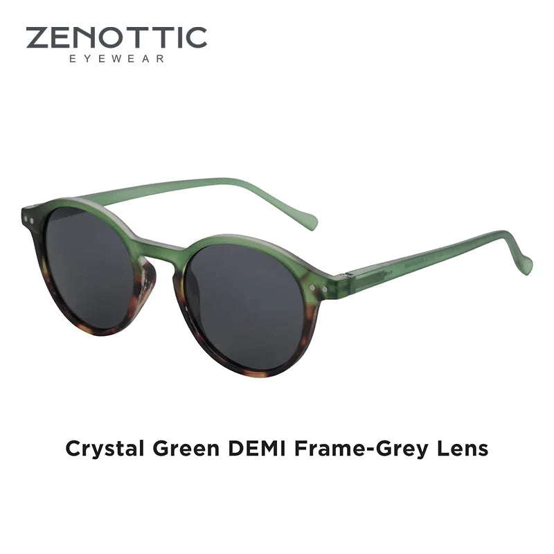 Óculos de Sol Redondo ZENOTTIC 2024 – Retrô Polarizado com Proteção UV400 e Estilo Vintage