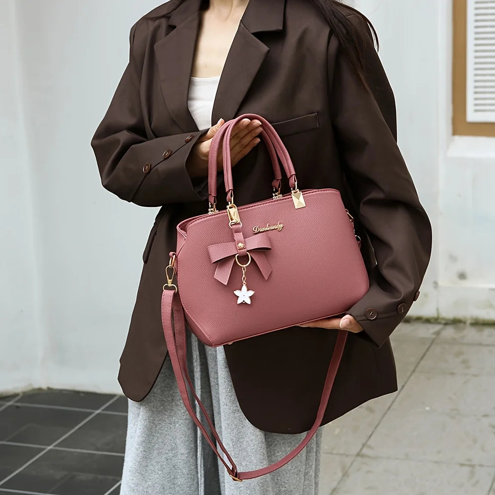 Bolsa de Ombro Elegante com Laço – Fashion, Versátil e com Múltiplos Compartimentos