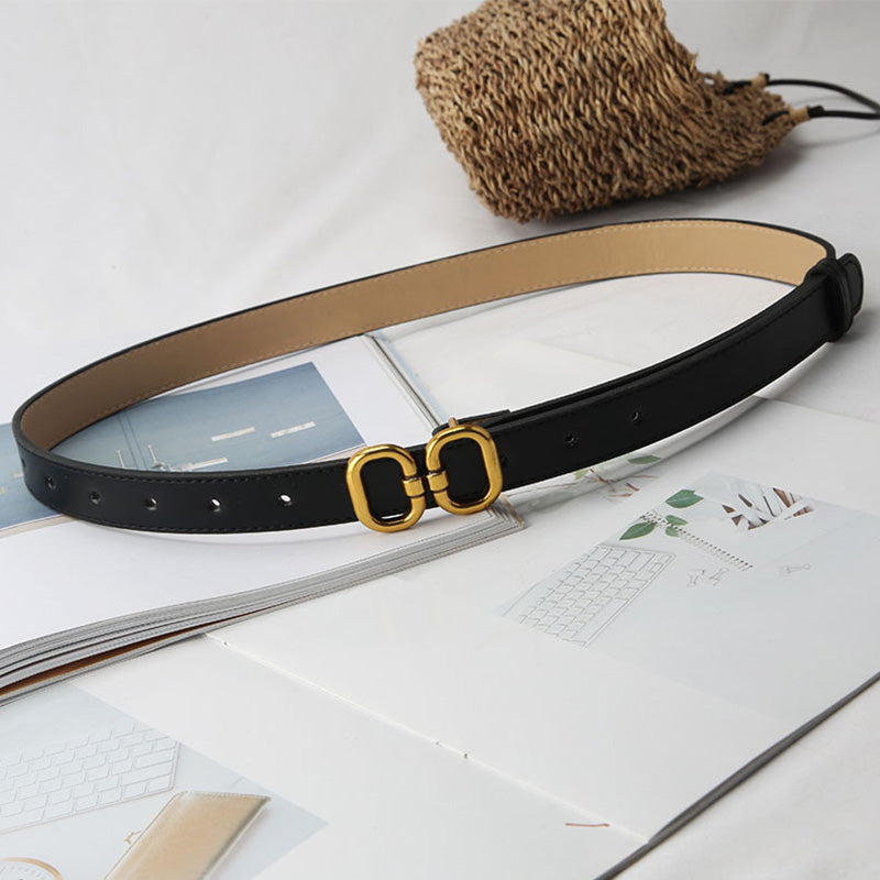 Cinto Feminino em Couro PU Fashion – Fivela Metálica Versátil para Jeans, Vestidos e Calças
