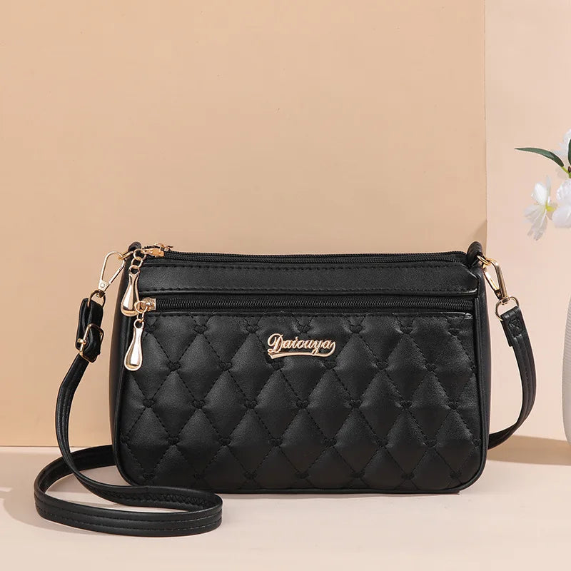 Bolsa Transversal Feminina em Couro PU – Grande Capacidade com Bordado e Design Fashion
