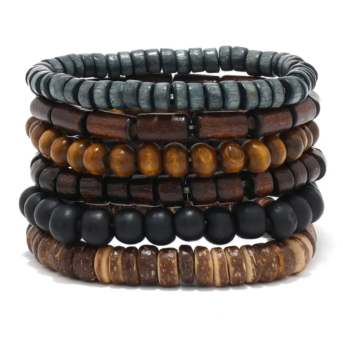 Conjunto 4 Pulseiras Masculinas de Couro Trançado – Vintage Tribal com Contas e Árvore da Vida