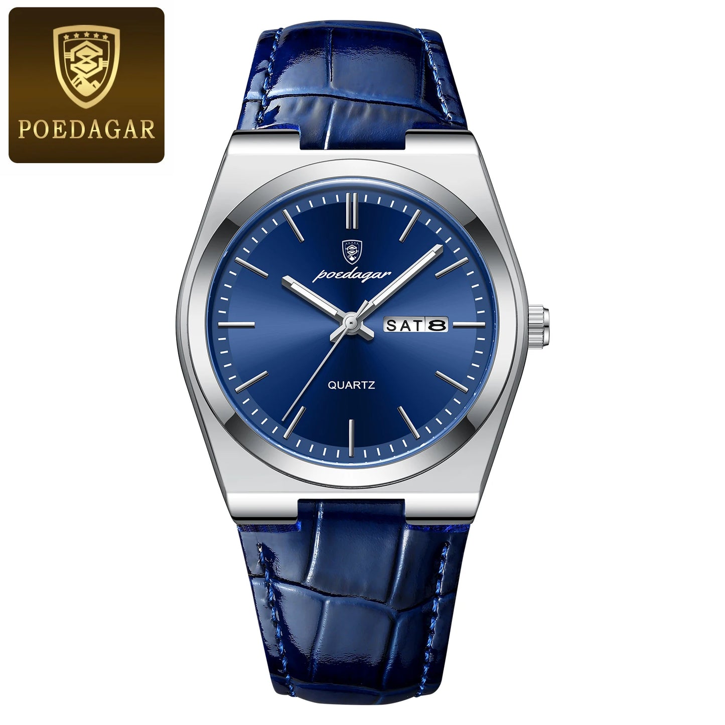 Relógio Masculino POEDAGAR Luxo – Quartzo em Couro Fashion Casual com Data e à Prova d’Água