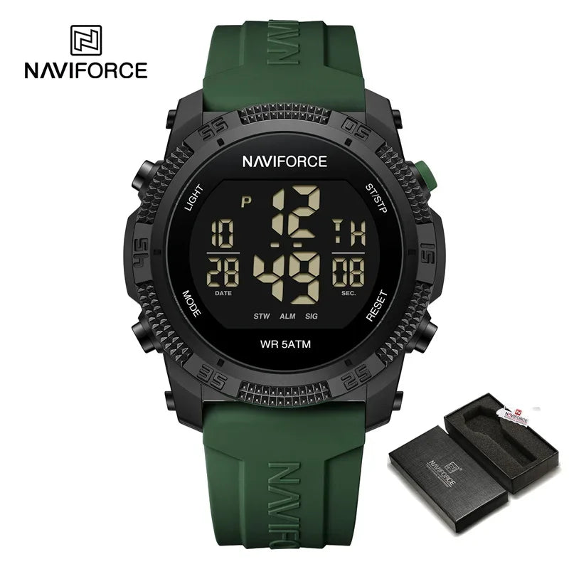Relógio Masculino Digital NAVIFORCE NF7104 – Esportivo com Display LCD e Resistente à Água 5 ATM