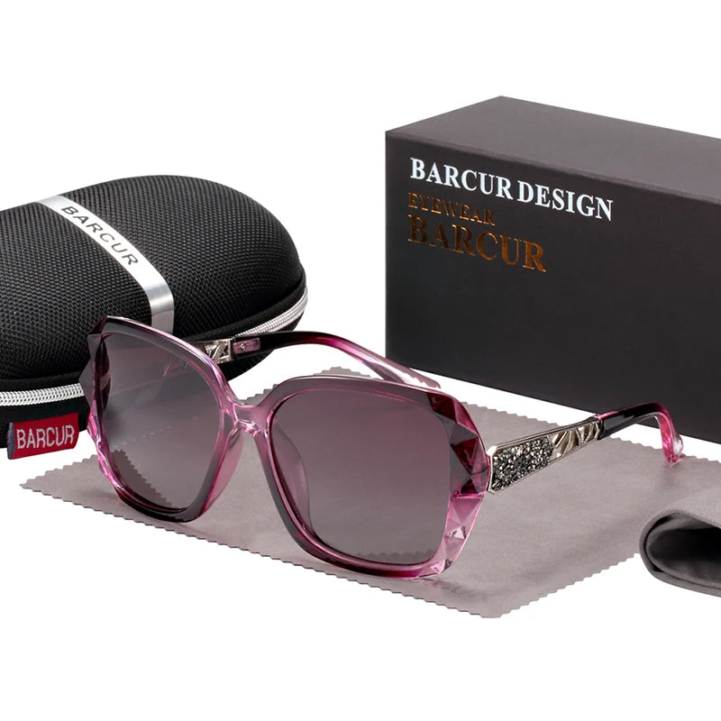 Óculos de Sol Feminino BARCUR – Polarizado com Proteção UV400 e Lente Degradê Fashion