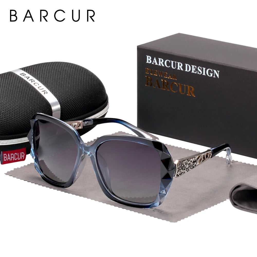 Óculos de Sol Feminino BARCUR – Polarizado com Proteção UV400 e Lente Degradê Fashion