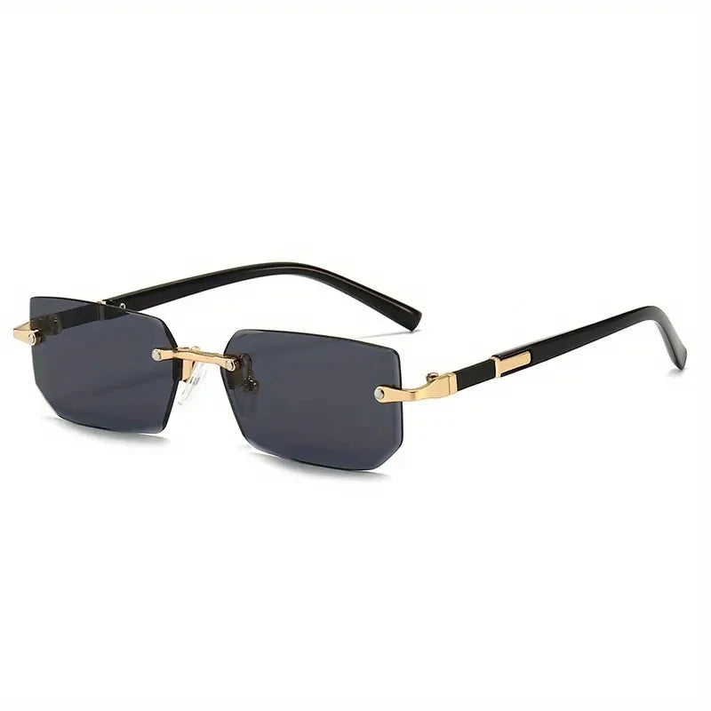 Óculos de Sol Retangular Sem Armação – Fashion Unissex com Proteção UV400 e Lentes Espelhadas