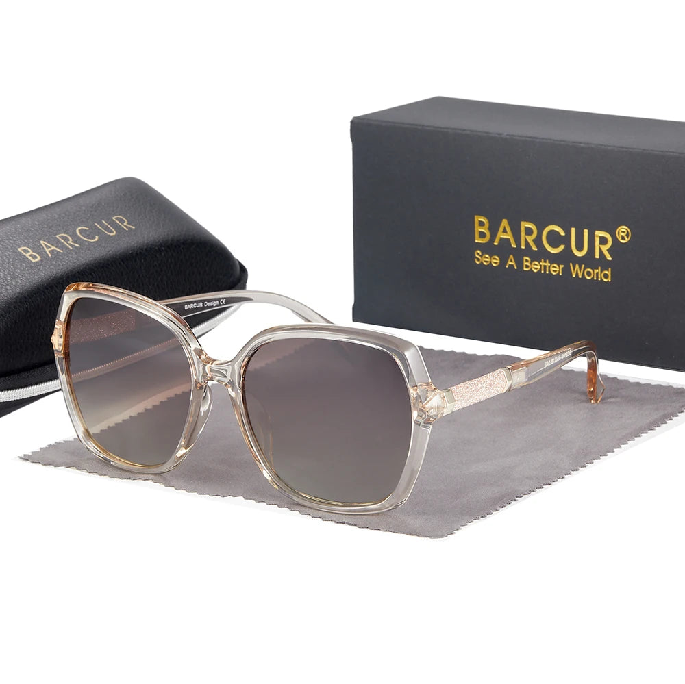 Óculos de Sol Feminino BARCUR – Polarizados UV400 com Lentes em Degradê e Armação Borboleta Fashion