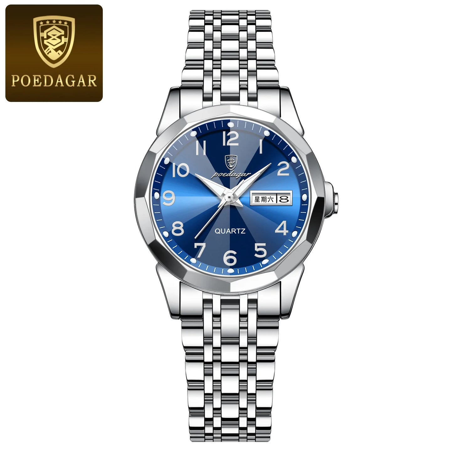 Relógio Feminino POEDAGAR Original – Quartzo em Aço Inoxidável, à Prova d’Água e Fashion