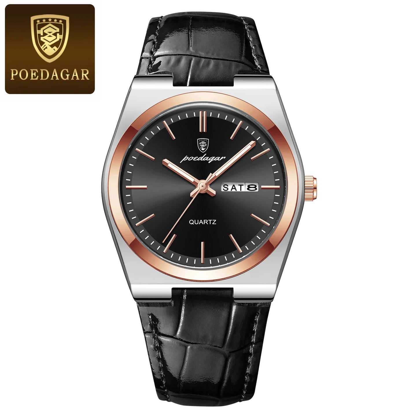 Relógio Masculino POEDAGAR Luxo – Quartzo em Couro Fashion Casual com Data e à Prova d’Água