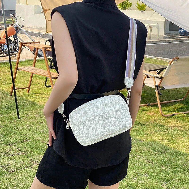 Bolsa Transversal Feminina Multi-Camadas em Couro PU – Fashion, Alça Larga e Confortável
