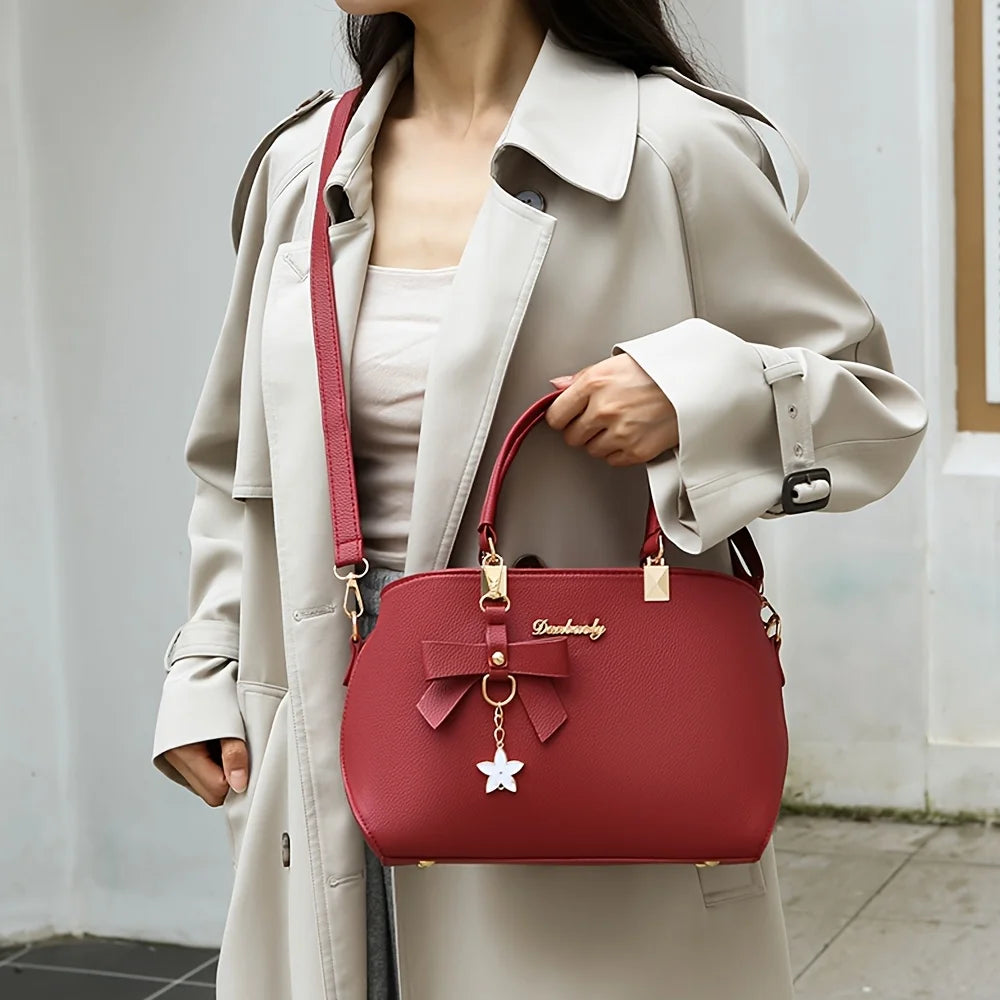 Bolsa de Ombro Elegante com Laço – Fashion, Versátil e com Múltiplos Compartimentos