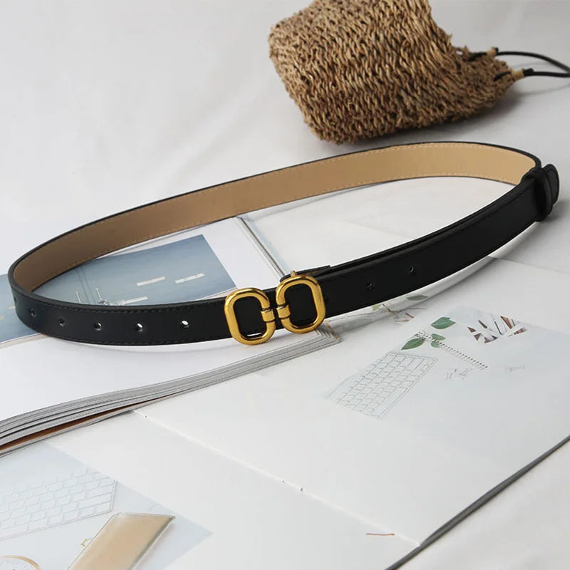 Cinto Feminino em Couro PU Fashion – Fivela Metálica Versátil para Jeans, Vestidos e Calças