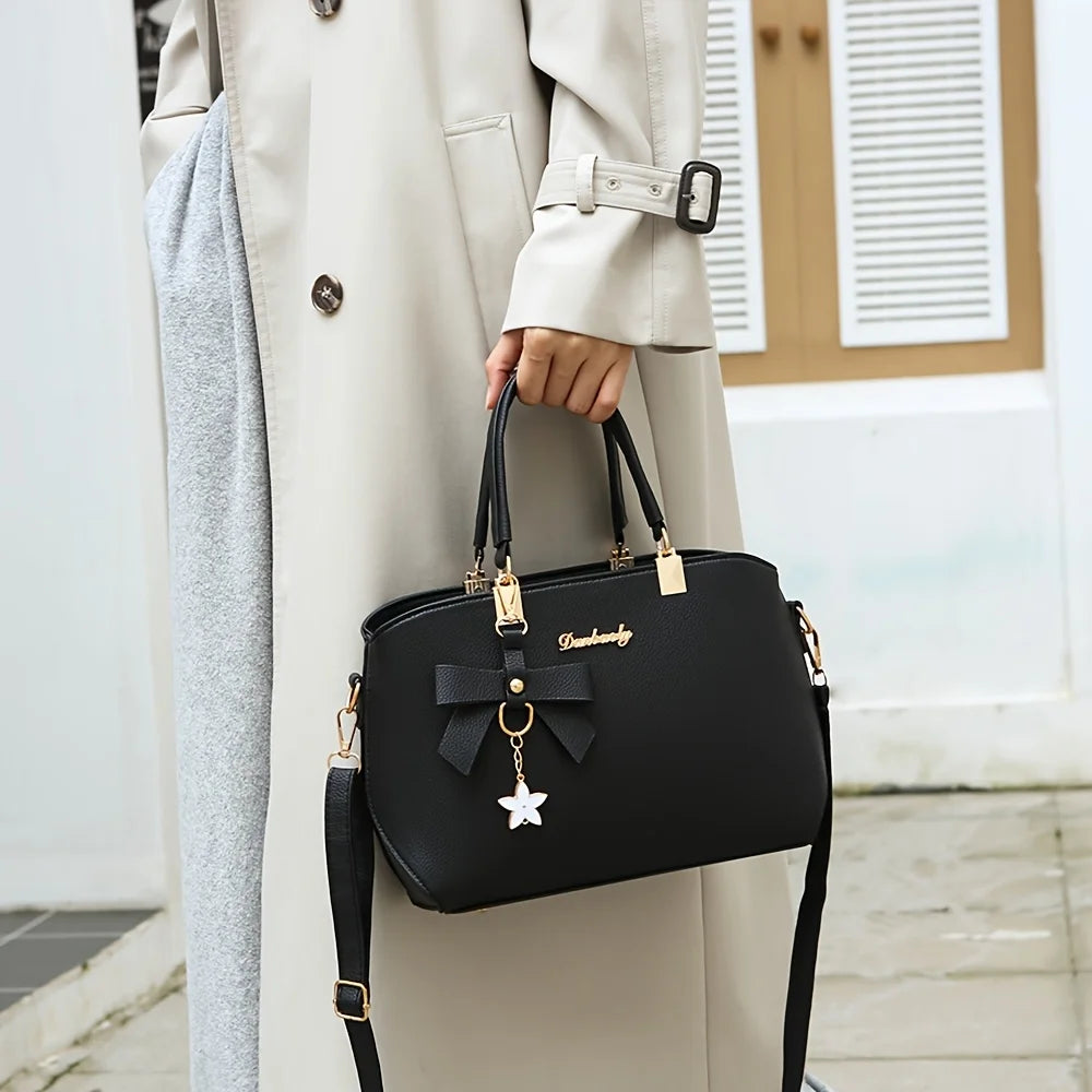 Bolsa de Ombro Elegante com Laço – Fashion, Versátil e com Múltiplos Compartimentos