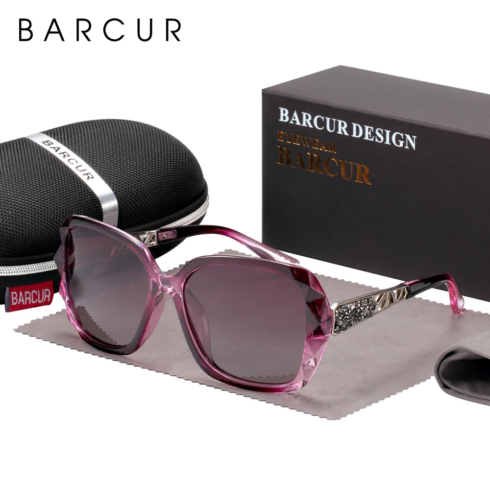 Óculos de Sol Feminino BARCUR – Polarizado com Proteção UV400 e Lente Degradê Fashion