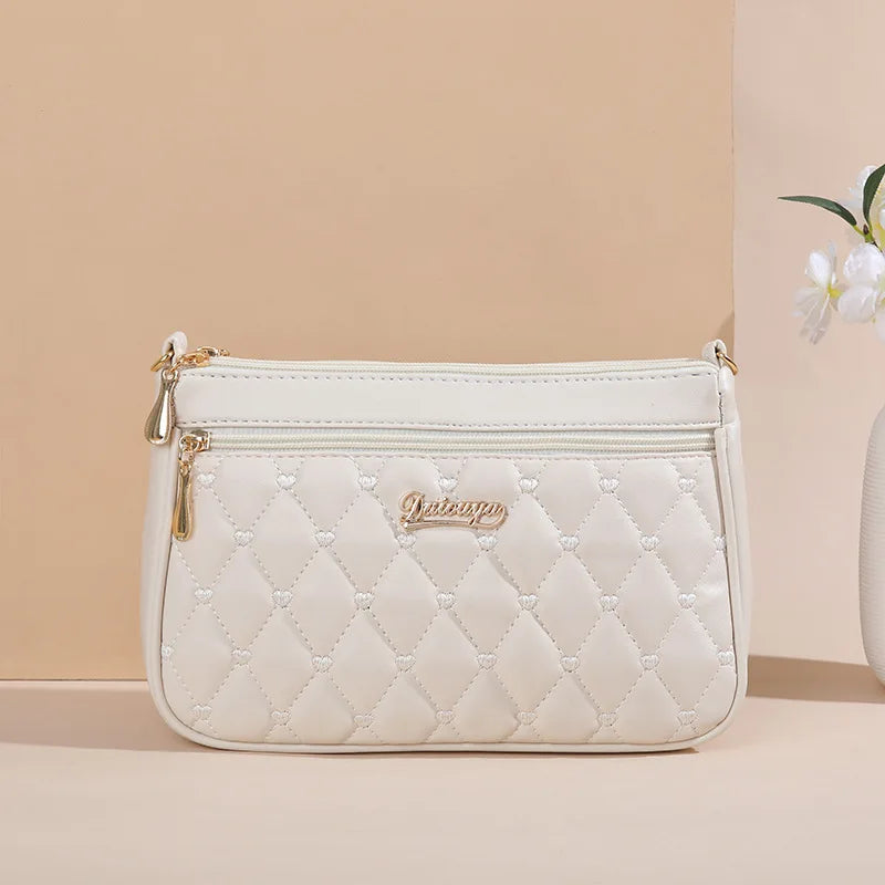 Bolsa Transversal Feminina em Couro PU – Grande Capacidade com Bordado e Design Fashion