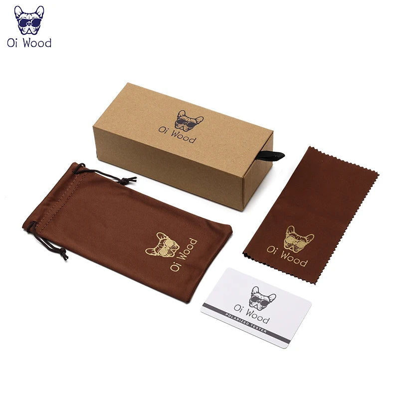 Óculos de Sol Oi Wood – Polarizados UV400, Aparência de Madeira Natural, Unissex, Estilo Clássico e Casual