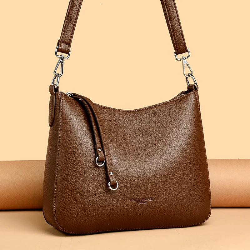 Bolsa Feminina de Ombro em Couro Macio – Designer de Luxo, Elegante e Versátil