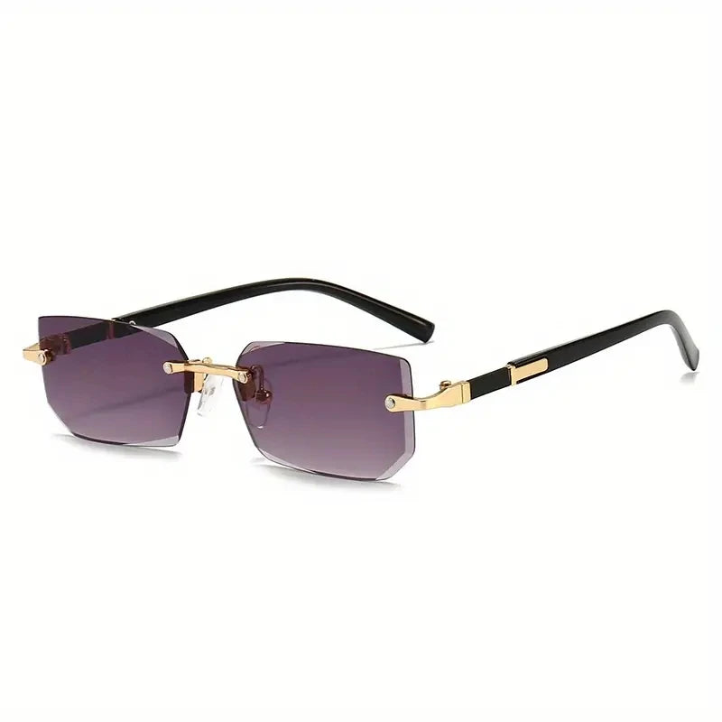 Óculos de Sol Retangular Sem Armação – Fashion Unissex com Proteção UV400 e Lentes Espelhadas