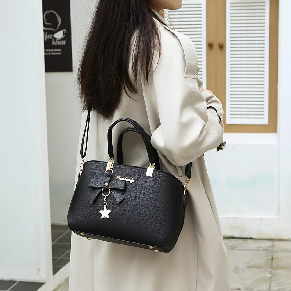 Bolsa de Ombro Elegante com Laço – Fashion, Versátil e com Múltiplos Compartimentos
