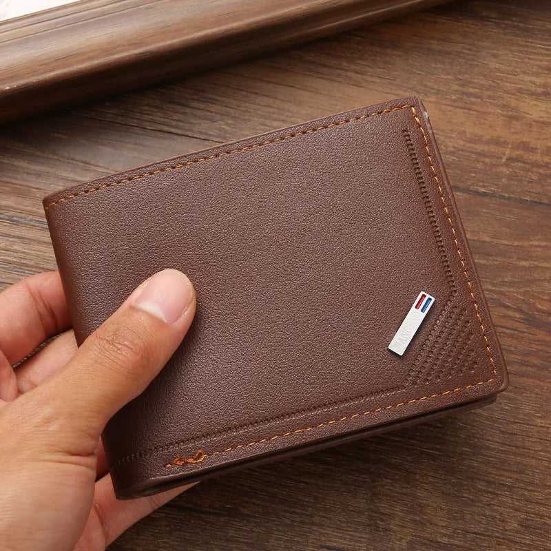 Carteira Slim Masculina com Bloqueio RFID e Clipe de Dinheiro – Porta-Cartões de Couro PU Fina e Minimalista
