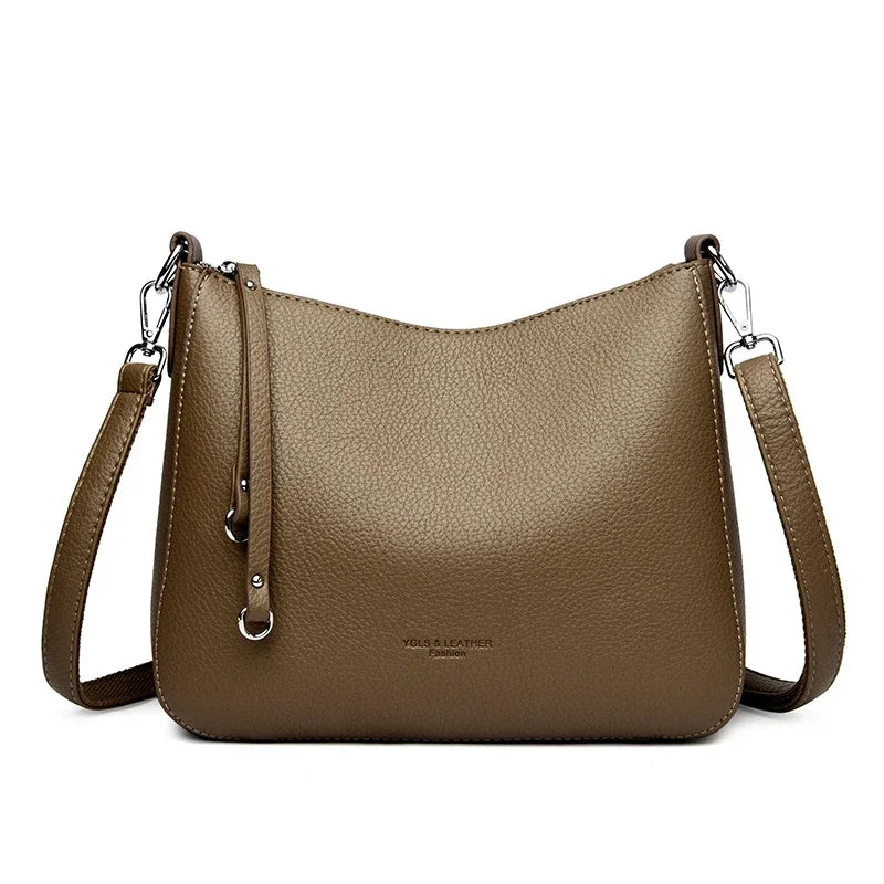 Bolsa Feminina de Ombro em Couro Macio – Designer de Luxo, Elegante e Versátil