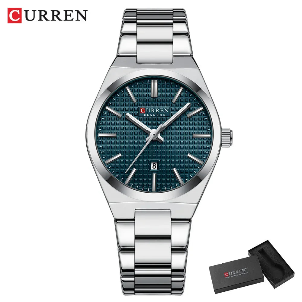 Relógio Feminino CURREN Quartz – Elegante com Pulseira de Aço Inoxidável e Mostrador “Love”