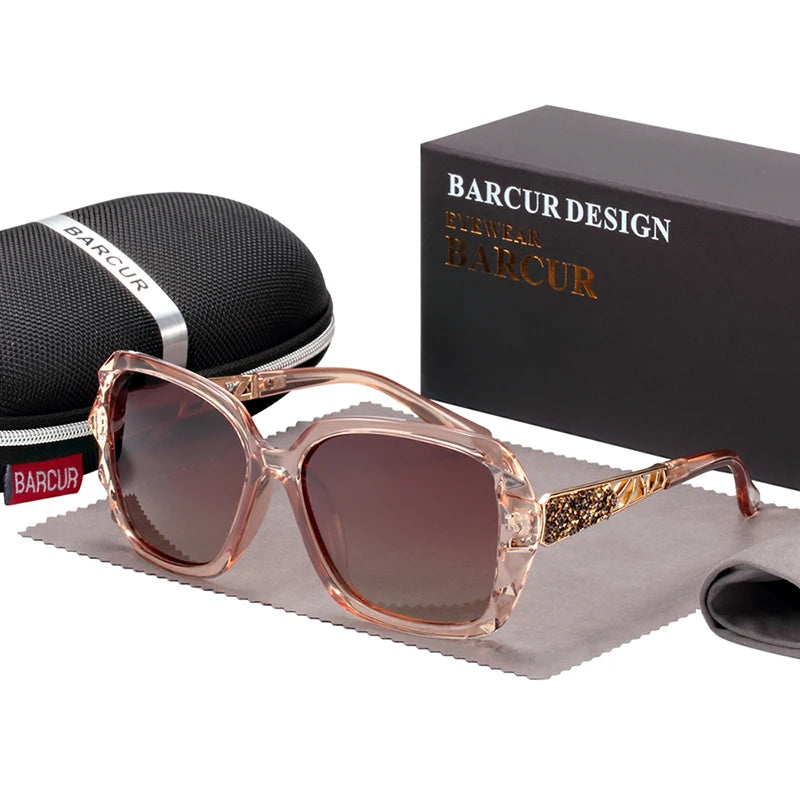 Óculos de Sol Feminino BARCUR – Polarizado com Proteção UV400 e Lente Degradê Fashion