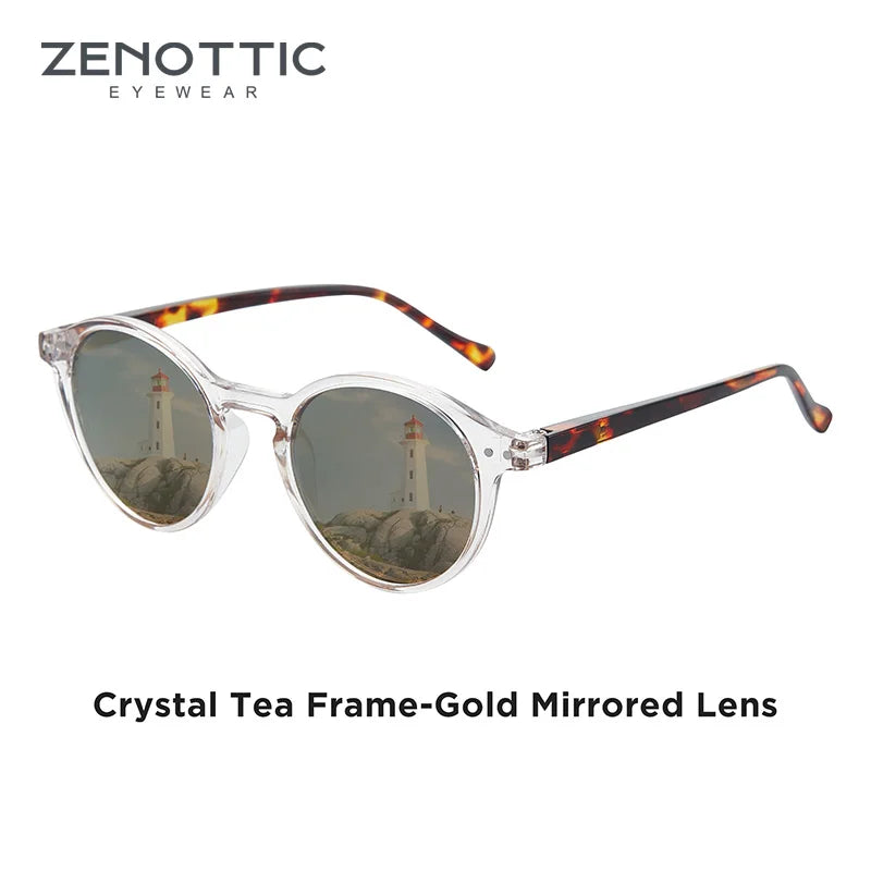 Óculos de Sol Redondo ZENOTTIC 2024 – Retrô Polarizado com Proteção UV400 e Estilo Vintage