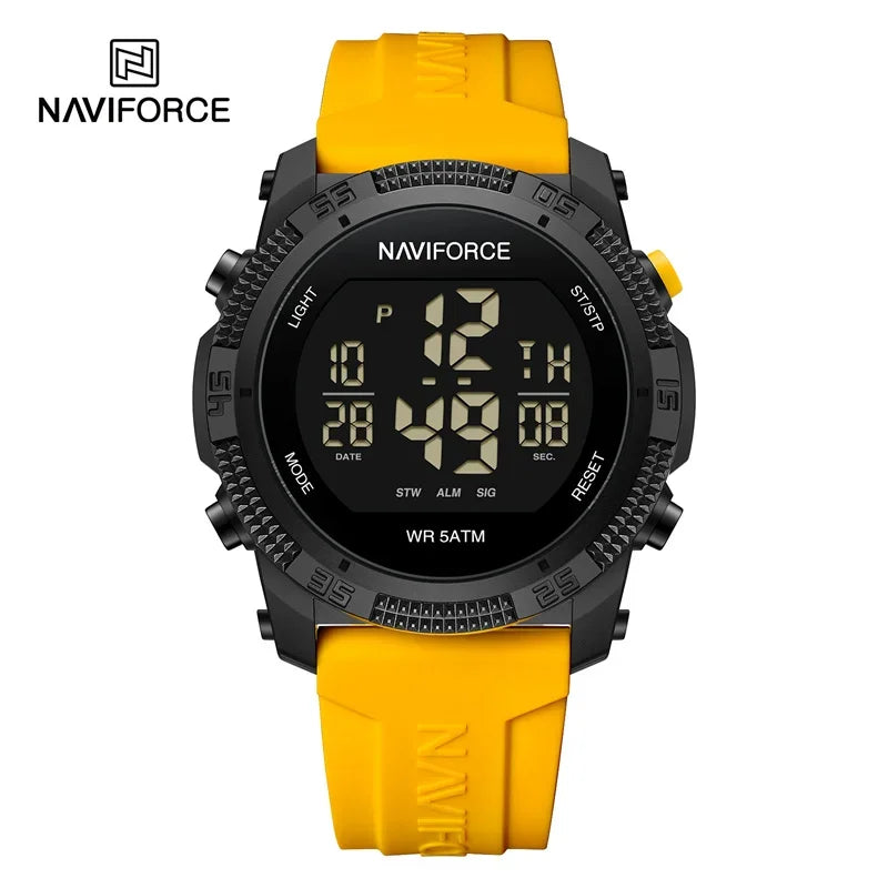 Relógio Masculino Digital NAVIFORCE NF7104 – Esportivo com Display LCD e Resistente à Água 5 ATM