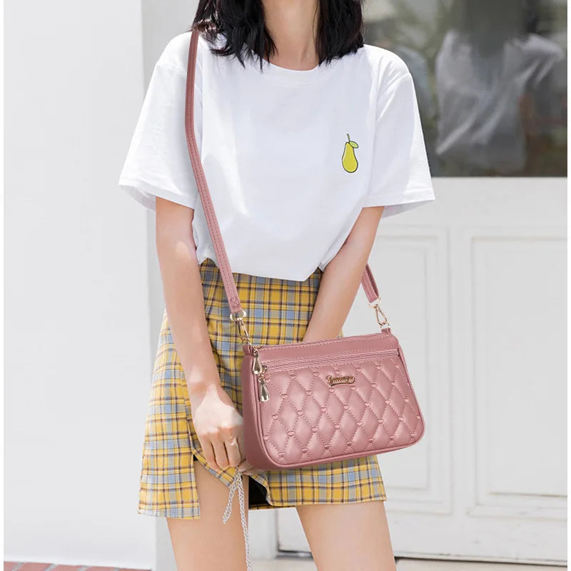 Bolsa Transversal Feminina em Couro PU – Grande Capacidade com Bordado e Design Fashion