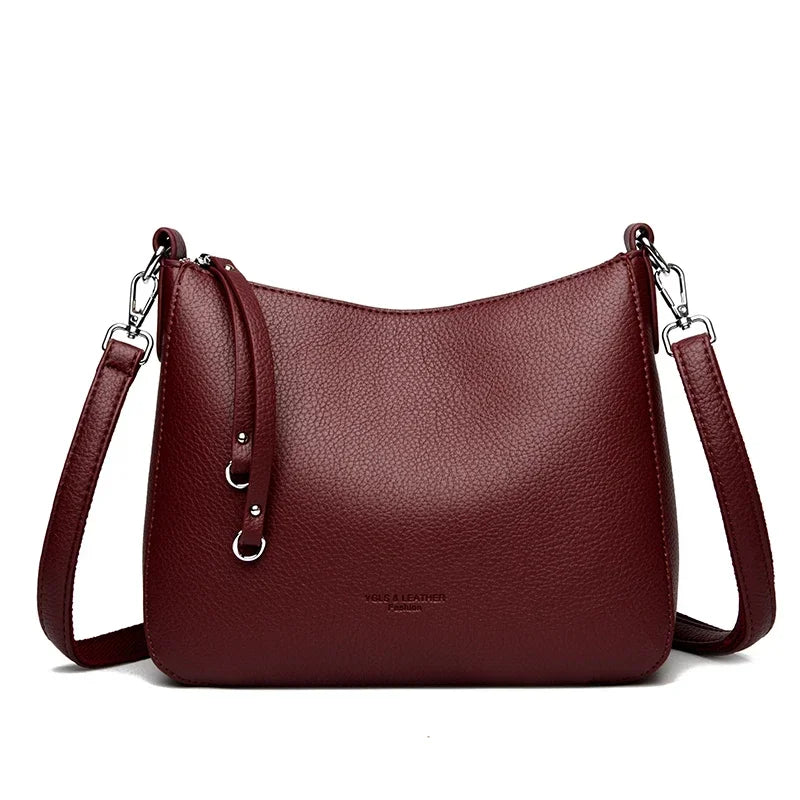 Bolsa Feminina de Ombro em Couro Macio – Designer de Luxo, Elegante e Versátil